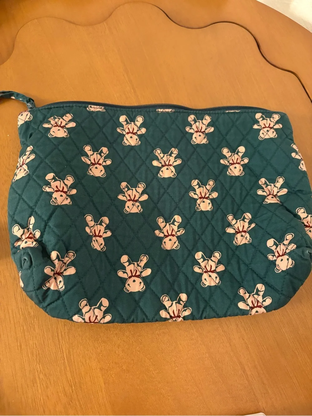 Vera Bradley Teal Quilted Cosmetic Pouch with Teddy Bear Motif